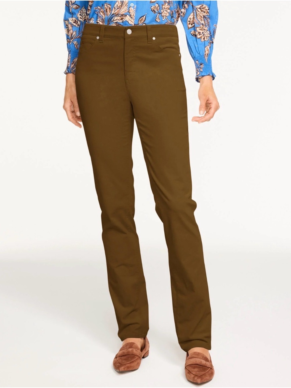 Talbots Straight-Leg  Stretch Corduroy Pants in Caramel
